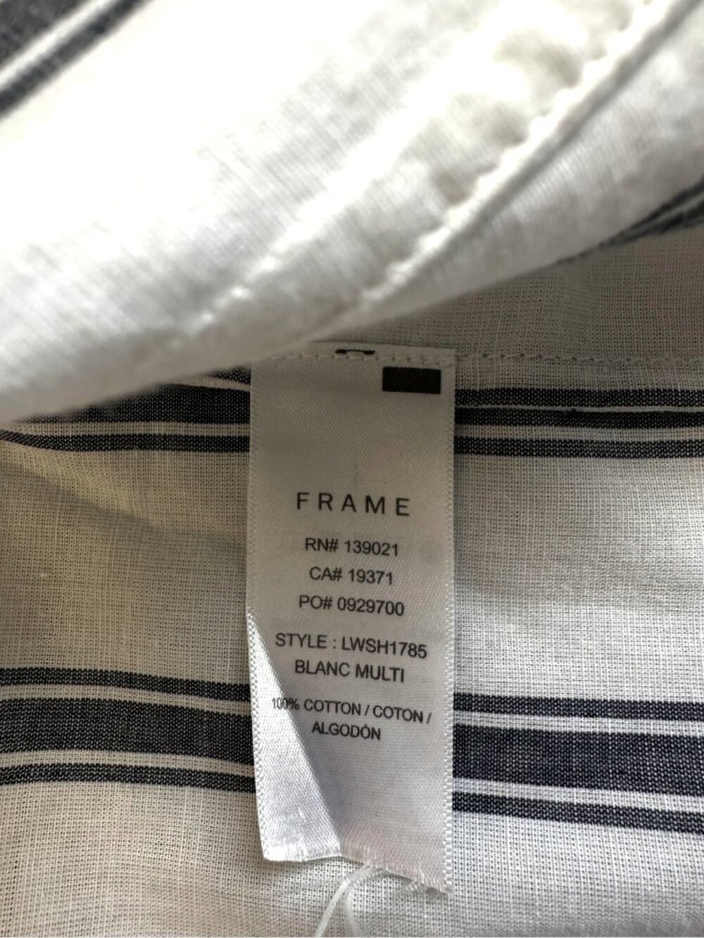 FRAME Women’s White Black Striped Cotton Button Down Shirt Blouse LWSH1785 - Picture 7 of 9